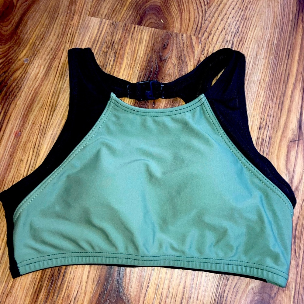 Army green bikini top